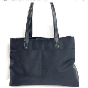 Coach Retro 7408 Black Canvas Extra Large Business Tote Shoulder Bag Leather